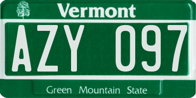 VT license plate AZY097