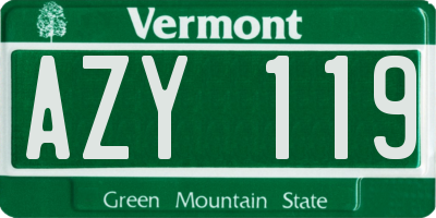 VT license plate AZY119