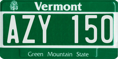 VT license plate AZY150