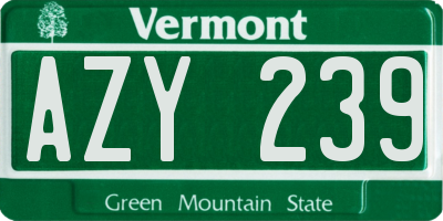 VT license plate AZY239