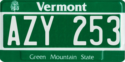 VT license plate AZY253