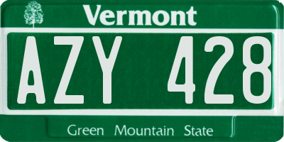 VT license plate AZY428