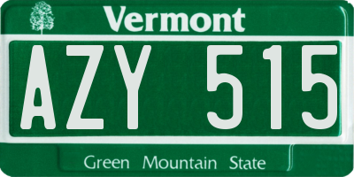 VT license plate AZY515