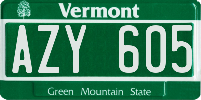 VT license plate AZY605