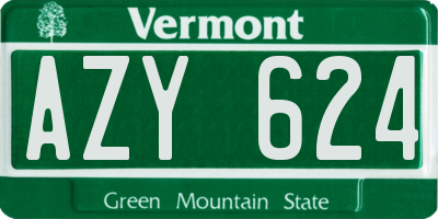 VT license plate AZY624