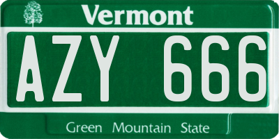 VT license plate AZY666
