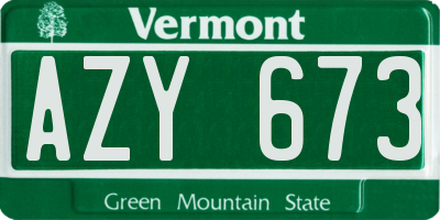 VT license plate AZY673