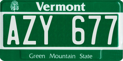 VT license plate AZY677