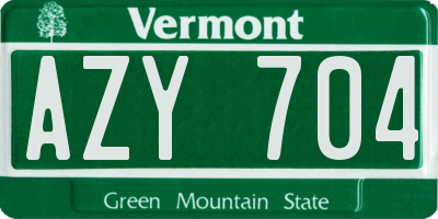 VT license plate AZY704
