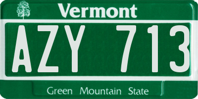 VT license plate AZY713