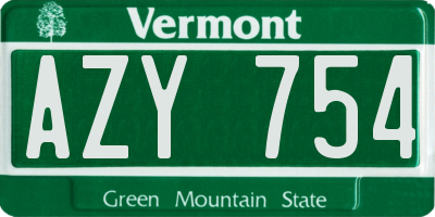 VT license plate AZY754