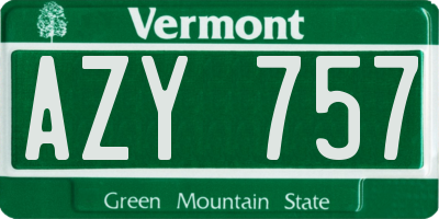 VT license plate AZY757