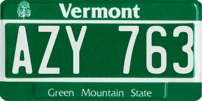 VT license plate AZY763