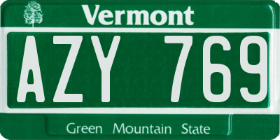 VT license plate AZY769