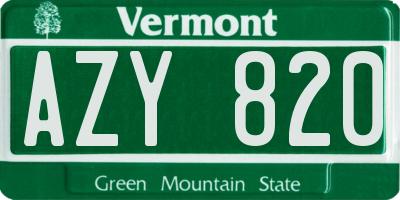VT license plate AZY820