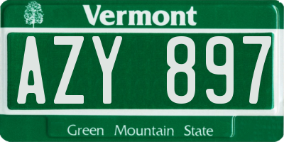 VT license plate AZY897