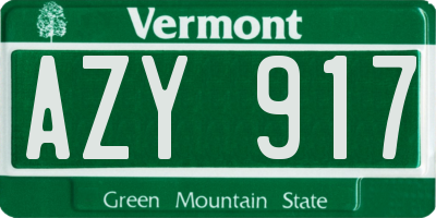 VT license plate AZY917