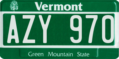 VT license plate AZY970