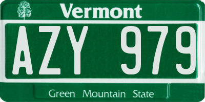VT license plate AZY979
