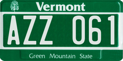 VT license plate AZZ061