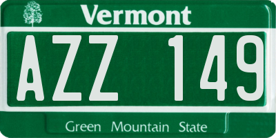 VT license plate AZZ149