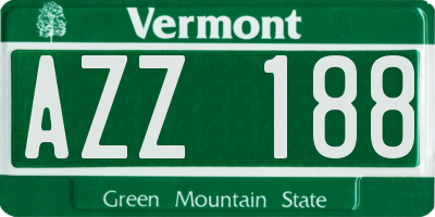 VT license plate AZZ188