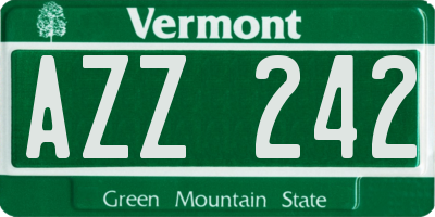 VT license plate AZZ242