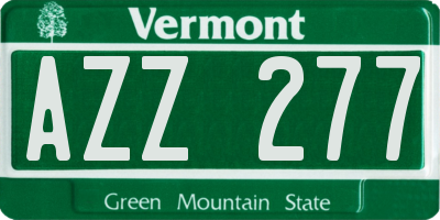 VT license plate AZZ277