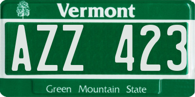 VT license plate AZZ423