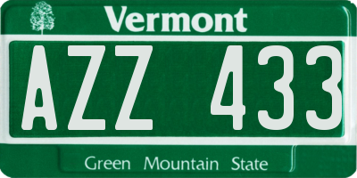 VT license plate AZZ433