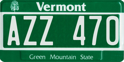 VT license plate AZZ470