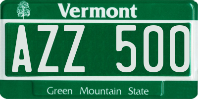 VT license plate AZZ500