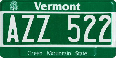 VT license plate AZZ522