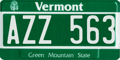 VT license plate AZZ563