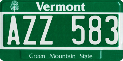 VT license plate AZZ583
