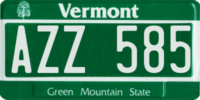 VT license plate AZZ585