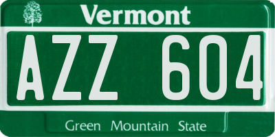 VT license plate AZZ604