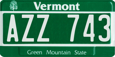 VT license plate AZZ743