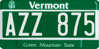 VT license plate AZZ875