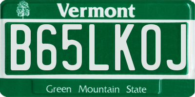 VT license plate B65LKOJ