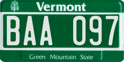 VT license plate BAA097
