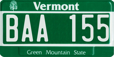 VT license plate BAA155