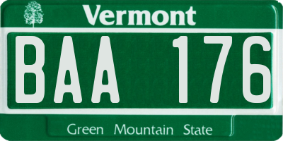 VT license plate BAA176