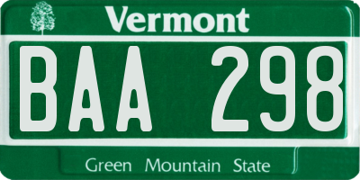 VT license plate BAA298