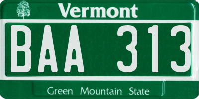VT license plate BAA313