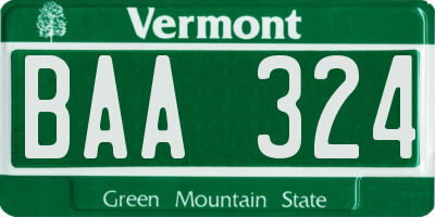 VT license plate BAA324