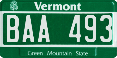 VT license plate BAA493