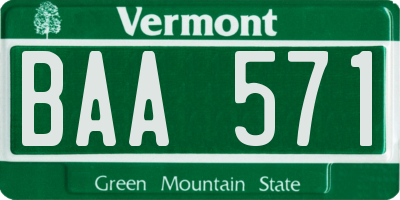 VT license plate BAA571