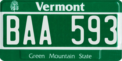 VT license plate BAA593