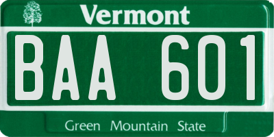 VT license plate BAA601